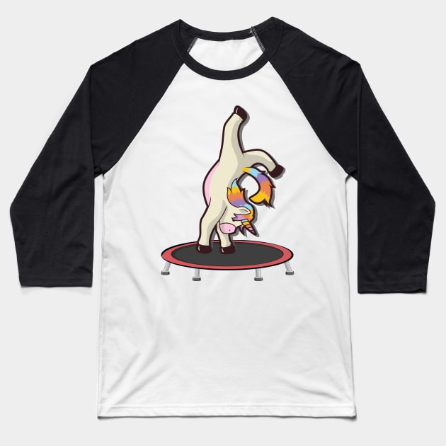 Trampoline Shirt | Unicorn Horse Trampoline Jumping Shirt Baseball T-Shirt by TellingTales